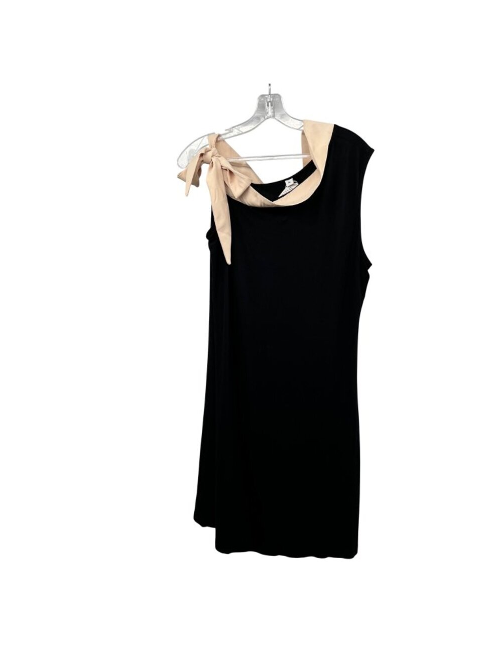 Made With Love Womens Shift Dress Asymmetric Neck Bow Black/Beige XL New